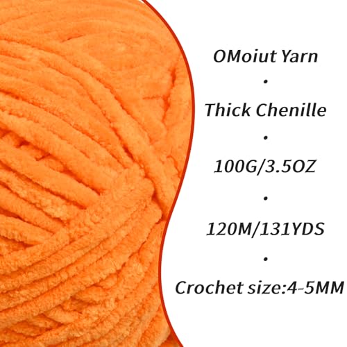 Image of 3 Pack Orange Fluffy Velvet Yarn for Crocheting, Chunky Chenille Baby Blanket Yarn for Crocheting, Soft Fuzzy Puzzle Yarns for Knitting, (100g /3.53oz Each) Bulky Thick Amigurumi Crochet Yarns