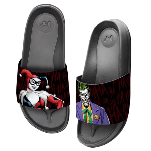 Popfunk Batman Joker Harley Quinn Laugh Unisex Adult Slides Adjustable Flip Flop Sandals Officially Licensed Hypd Slydr Switch™3