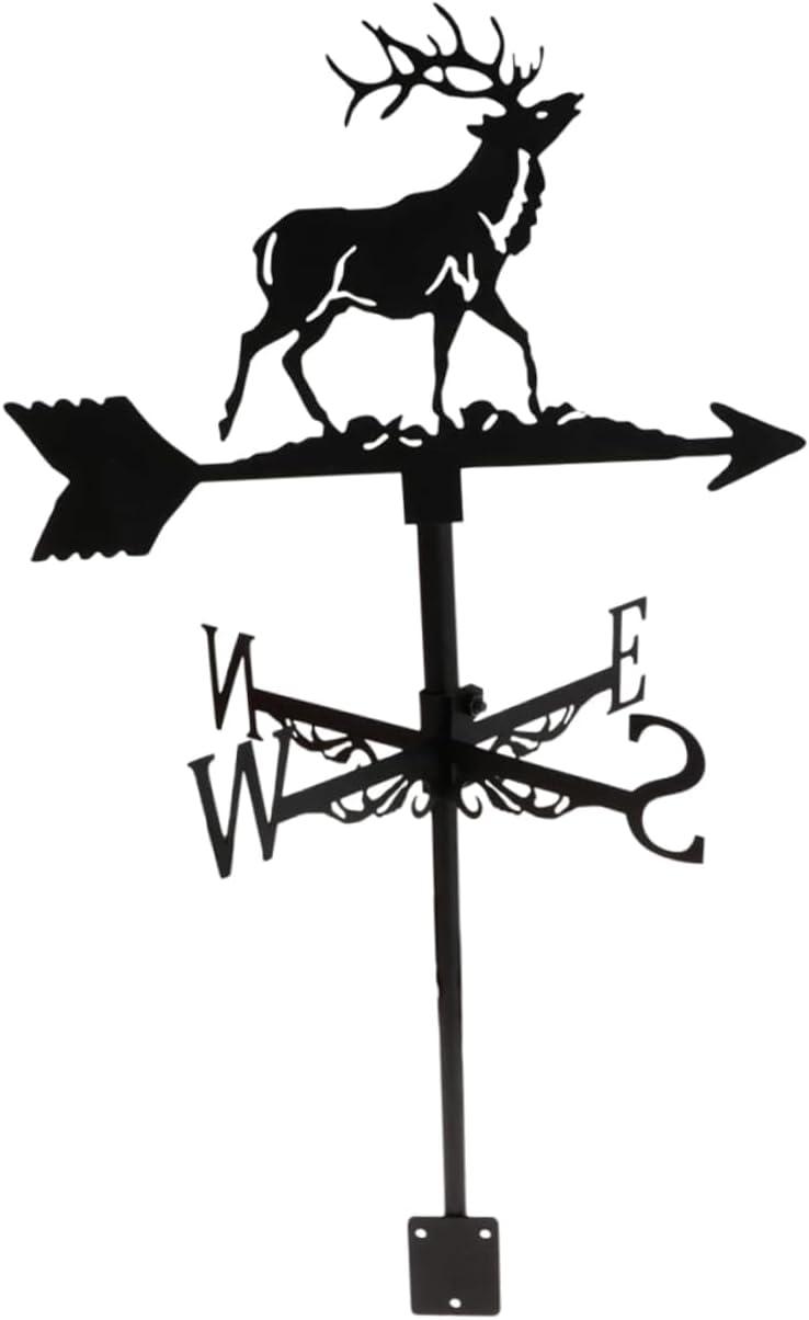 Vintage Metal Weathervane Elk Design for and Lawn Iron Wind Direction Indicator for Outdoor Decor and Easy Installation