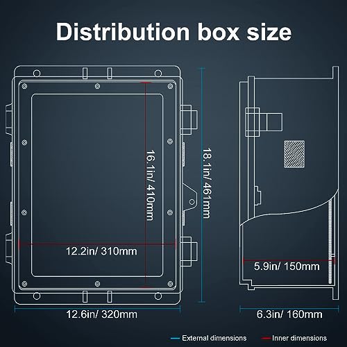 Image of Namunanee Outdoor Electrical Junction Box, ABS Water Resistant Enclosure with Internal Mounting Panel & Hinged Cover (18.1 inch H* 12.6 inch L* 6.3 inch W)