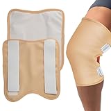 ROBOHOOK Castor Oil Knee Wrap, Caster Oil Compress Pad Pack Wrap Organic Cotton for Knee Elbow Arm Thigh, Adjustable Velcro Elastic Strap Waterproof Anti Oil Leak Reusable(Skin Color)