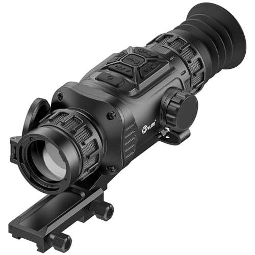 CVLIFE Thermal Scope for Hunting - 25mm 256x192 12μm Thermal Imaging Rifle Scope - 50Hz Refresh Rate High Sensitivity Waterproof Optic with 1290Yd Detection and 3.1X Base Magnification