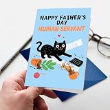 HEYINSHEN Funny Cat Father's Day Card Fathers Day Cards for Cat Dad Happy Father's Day Card for Kitty Dad Fathers Day Greeting Cards with Envelop for Cat Daddy Grandfather Human Servant