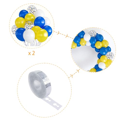 Image of Yellow Blue and White Balloons, 70-Pack Balloons for Birthday Graduation