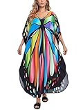 NFVNKJ Women's Plus Size Beach Lounge Kaftan Maxi Dress Swimsuit Coverup for Women