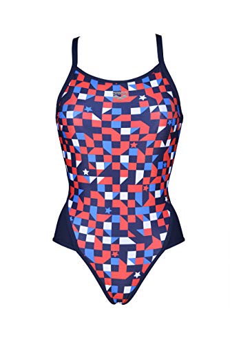 Arena Women's Red USA Superfly Back MaxLife One Piece Swimsuit, Navy-Multi, 42