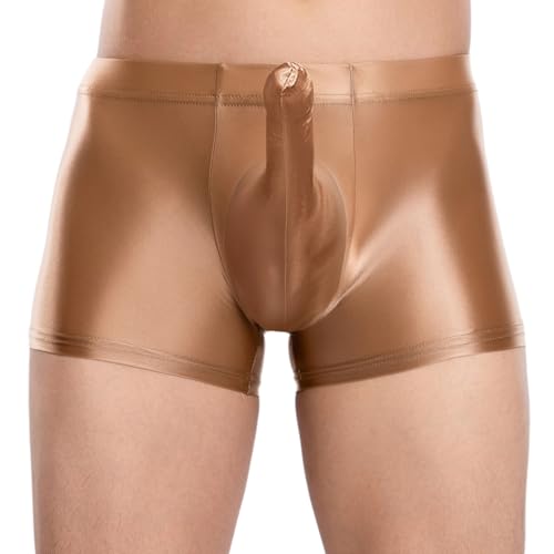 Mens Sexy Oil Glossy Briefs Elastic Waistband Boxer Shorts Sheath Pouch Underwear for Swim