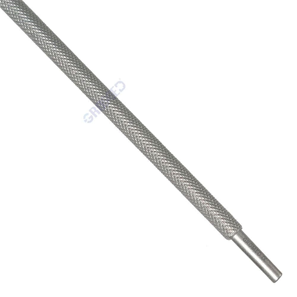 Gromed Wullstein Micro Ear Needle/Rosen Pick, Round Knurling Handle, 6.5”/16.5cm, Fine & Pointed Tips - ENT Stainless Steel (Curved) 2