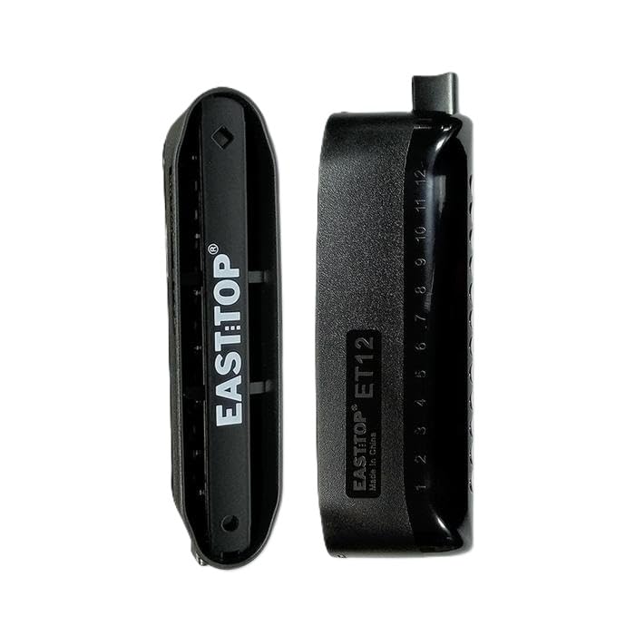 Image of Easttop East Top ET-12 Chromatic Harmonica, Mouth Organ 12 Holes, Key of C, Professional Grade, Black
