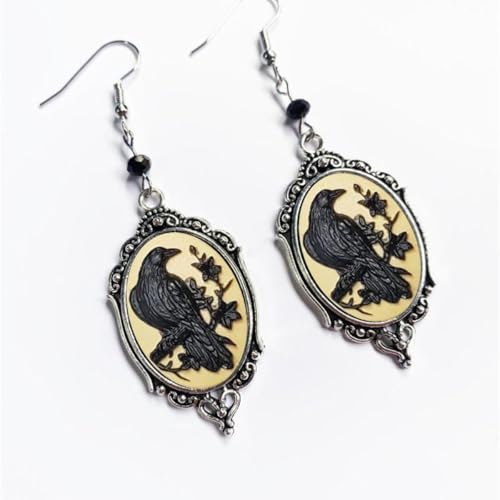 Gothic Black Crow Drop Earring Vintage Punk Crows Earrings Halloween Party Jewelry for Women3