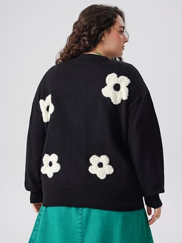 Image of CIDER Womens Cardigan V Neck Floral Cardigan for Women Knit Button Down 2024 Fall
