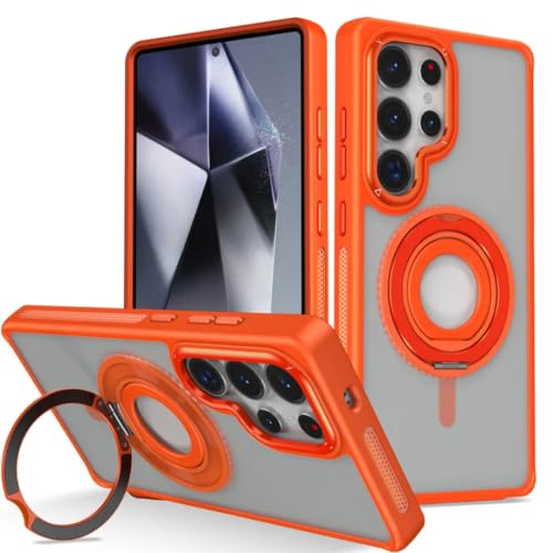 Coque de téléphone givrée avec support Samsung S25 Ultra antichoc orange