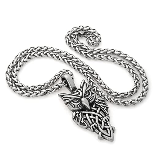 Stainless Steel Irish Celtic Owl Pendant Necklace Celtic Knot Amulet Jewelry4