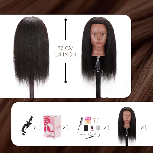 mannequin head with 100 human hair manikin head human hair cosmetology doll head for hair styling hairdresser practice braiding with table clamp stand and tools 14 inch