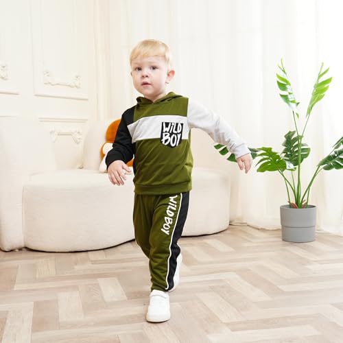 Image of 2-6T Toddler Baby Boy Clothes Color Blocking Hoodies + Pants Fall Winter Outfits