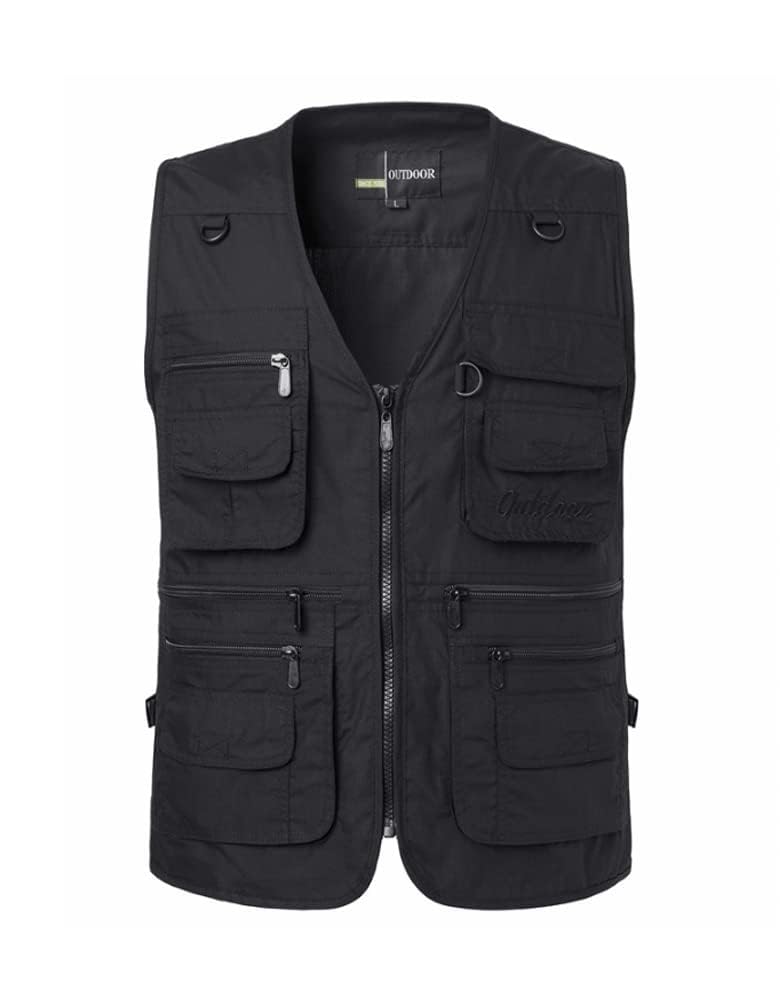 PASOK Men's Work Fishing Vests Lightweight Safari Travel Hunting Waistcoat With Multi-Pockets