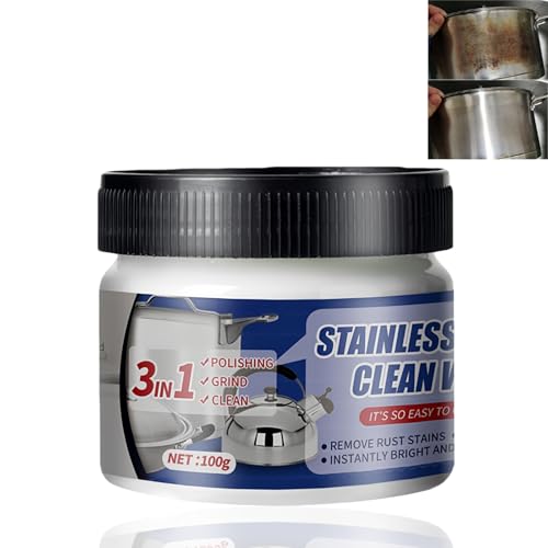 Stainless Steel Clean Wax Stainless Steel Cleaner Kitchen All-Purpose Clean Wax Rust Remover for Metal Kitchen Cleaner Heavy-Duty Metal Polish & Rust Remover Rust Remover for Stainless Steel Sink