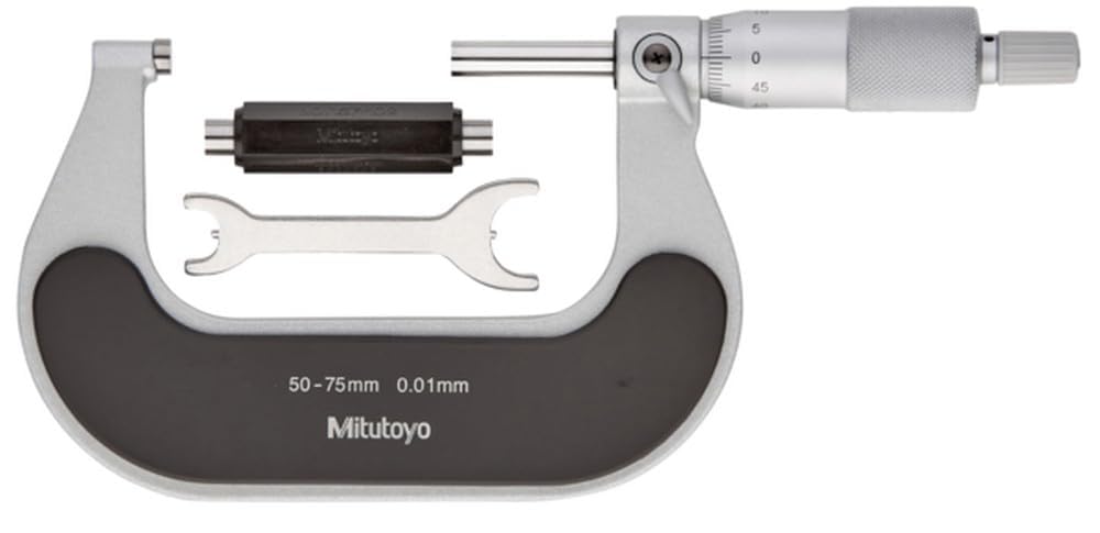 Mitutoyo 102-​302, Micrometri per esterni, 25-​50 mm, 0,​01 mm, Guancialino Isolante, Metrico