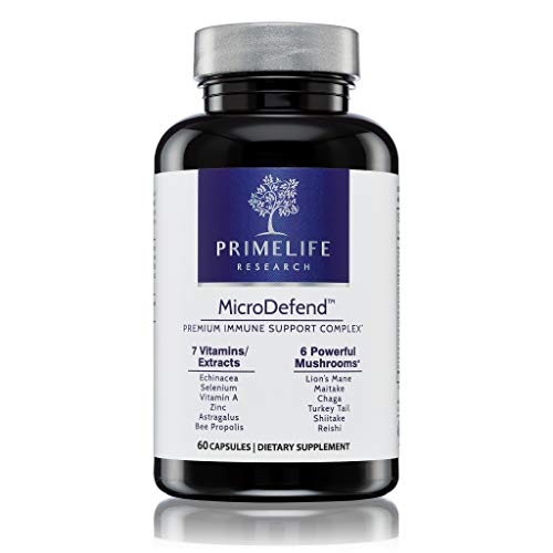 Premium Immune Support Complex - MicroDefend | 7 Vitamins & Extracts | 6 Powerful Mushrooms | Daily Supplement to Promote Immune Function | Sistema Inmunologico