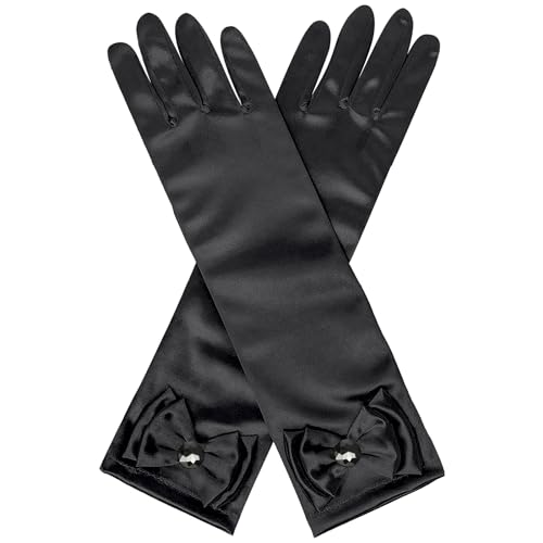 BIBUTY Accesorios de vestir de princesa, guantes de princesa para niñas pequeñas, guantes negros para niñas, juego de disfraces de princesa, juego de guantes de disfraz, regalo para niñas de 3, 4, 5,
