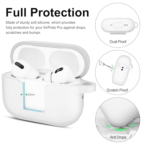 Image of for AirPods Pro 2nd 1st Generation Case Cover with Keychain, Protective Soft Silicone Skin Accessories for Apple AirPods Pro Charging Case 2023 /2022 /2019, Front LED Visible, Clear