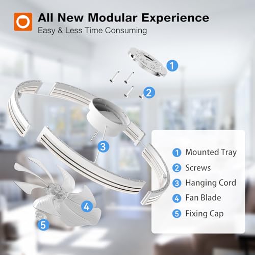 Image of addlon Ceiling Fans with Lights and Remote, 24'' Low Profile Ceiling Fans, 3000-6000K Dimmable Modern Flush Mount LED Fan Light, Fandelier Ceiling Fan for Bedroom, Kitchen, Living Room, White