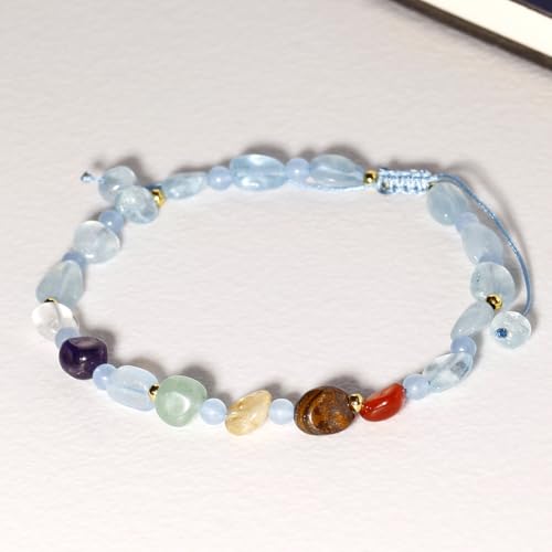 Image of 7 Chakra Crystals and Stones Anklet Irregular Tumbled Gems Beaded Ankle Bracelets for Women Spiritual Energy Meditation Yoga Healing Jewelry Mom's Gifts