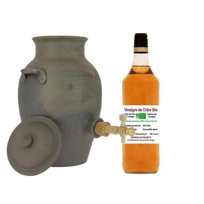 Kit de préparation de vinaigre de cidre - 1 vinaigrier + 1 bouteille de vinaigre de cidre avec sa mère - Produits-Normandie