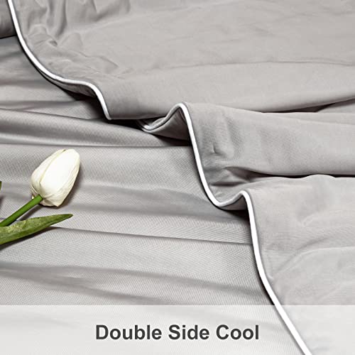 Image of LLanCL Cooling Blankets for Hot Sleepers - Cool Like Ice Cream Blanket for Summer, Lightweight Double-Sided Cooling Comforter Quilt(Twin Size 59 inch x 79 inch Grey)