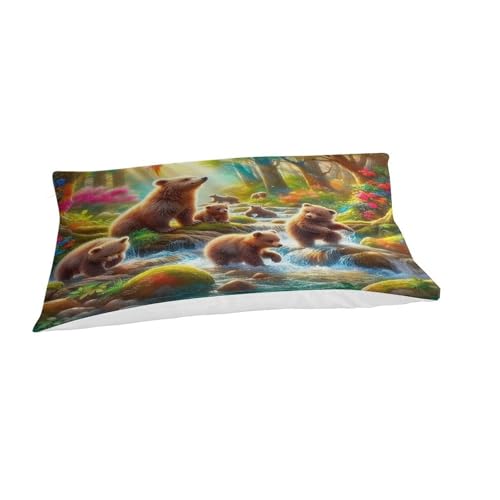 Housse de couette ours brun 3D en microfibre 135x200 pour lit enfant