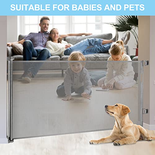 120 Inch Extra Wide Baby Gate Extra Long Dog Gate For The House Retractable Baby Gates For Doorways Super Large Pet Gate For Dogs Indoor Mesh Child Gates For Wide Openings Safety Toddler Gates (Grey) #TOP3