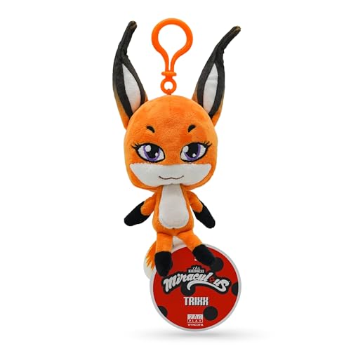 Miraculous Ladybug - Kwami Lifesize Trixx, 5-inch Fox Plush Clip-on Toys for Kids, Super S