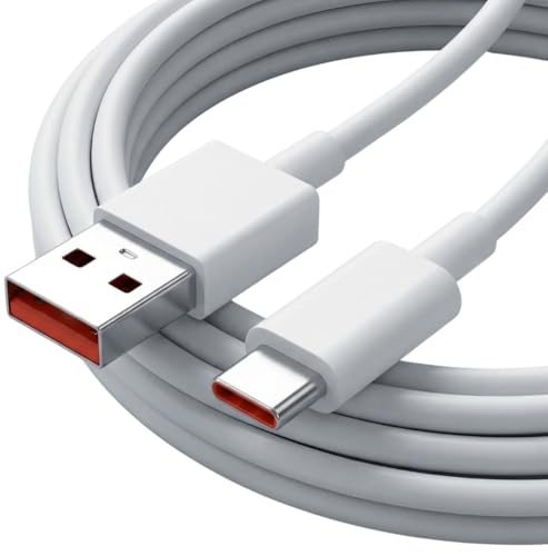 Image of 120W Type-C Fast Charging Data Cable For Mi | HyperCharge + Turbo Charging | 6A High-Speed USB-C Cable | Durable 1m Sync Cord for Xiaomi, Redmi, Poco, Smartphones, Laptops & Tablets (White)