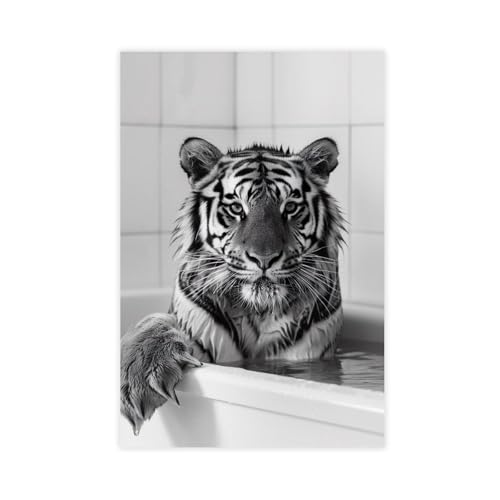 Poster tigre pour baignoire et chambre toile déco 60x90 cm