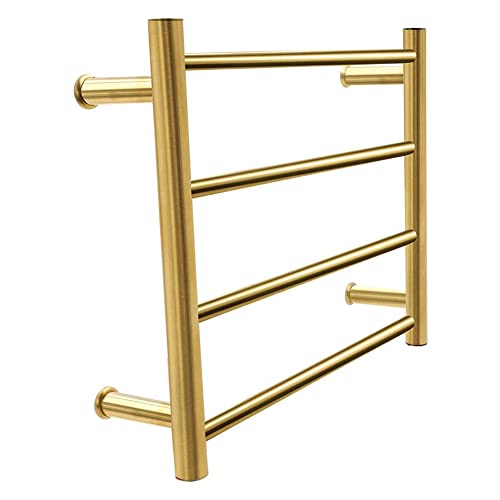 Toallero eléctrico dorado de acero inoxidable con 4 barras de pared para baño