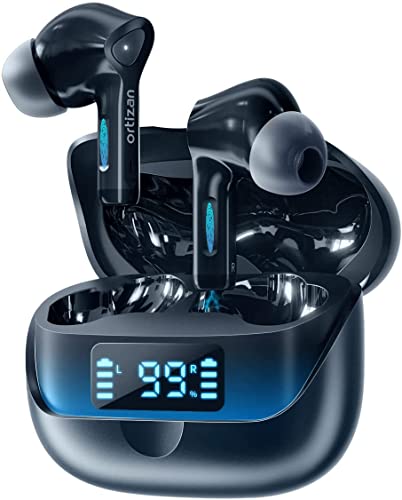Écouteurs Bluetooth 5.0, Ecouteur sans Fil Sport Hi-FI Stéréo Mini Casque Bluetooth, Écran LCD et Contrôle Tactile, 30H d’Autonomie, HD Mic Intégrés, Léger Oreillette pour Travail/Voyage, Noir Cover