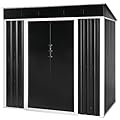 VINGLI Outdoor Storage Shed, 6x4 FT Metal Shed with Lockable Latch, Patio Storage House with Sloping Roof, Weatherproof Tool Shed for Patio, Garden, Yard, Outside Use, Black