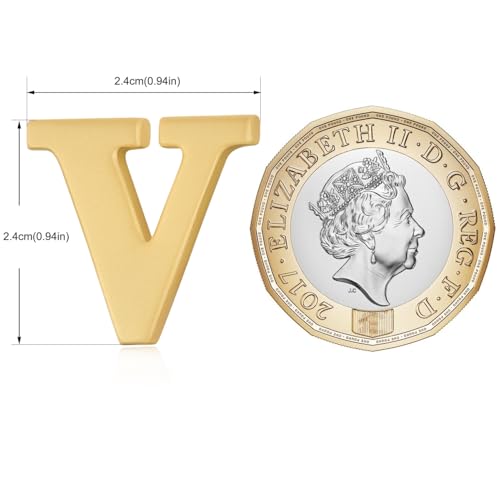 Image of HONEY BEAR Mens Womens Initial Alphabet Letter Lapel Pins Collar Badge Brooches for Business Wedding Graduation Gift Matte Gold 0.59 inches
