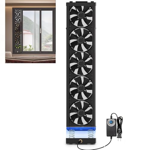 Image of 47.3-49.3 Inch Vertical Window Fan For Sliding Windows - Waterproof Window Exhaust Fan No Tool Installation With Living Rooms Bedroom Kitchen Bathroom Attics Hot Areas(0-2800 Rpm)