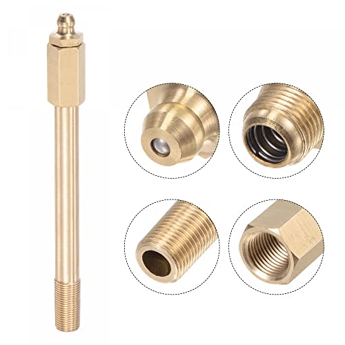 Image of uxcell Brass Straight Grease Fitting G1 /8 Thread 130mm Length Hydraulic Grease Fitting Accessories