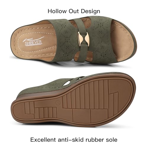 Image of SHIBEVER Wedge Sandals for Women Dressy: Comfortable Slip On Summer Sandal