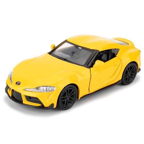 imtfzct 1/36 Toyota Supra Modellauto, Spielzeugauto mit Pull Back Funktion, Türen zum Öffnen, Freizeitspielzeug, Auto Geschenk für Jungen und Mädchen (gelb)