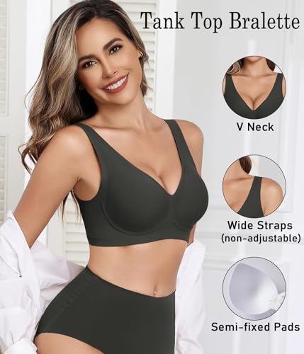 Image of Avidlove Wireless Bras for Women Comfortable Jelly Bra Deep V Seamless Bralette Full Coverage Padded Bralette Everyday
