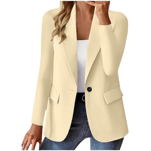 Blazers for Women 2025 Fall Cardigan Lapel Button Down Solid Suit Jacket with Lined Office Work Clothes