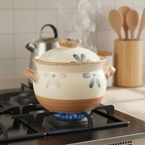 F Fityle Heat-Resistant Ceramic Cookware Pot - Clay Casserole Dish for Stews and Rice, 3.5L, Ideal for Home Dining - Image 4