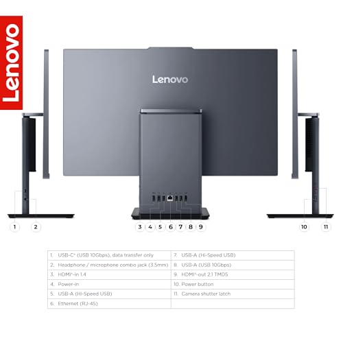 Image of Lenovo ThinkCentre Neo50a Gen 5 All-in-One Business Desktop PC | 24 inch FHD IPS Display | Intel Core i5-13420H | 16GB DDR5 RAM | 512GB SSD | 5MP AI Webcam | HDMI in&Out | Copilot AI | Windows 11 Pro