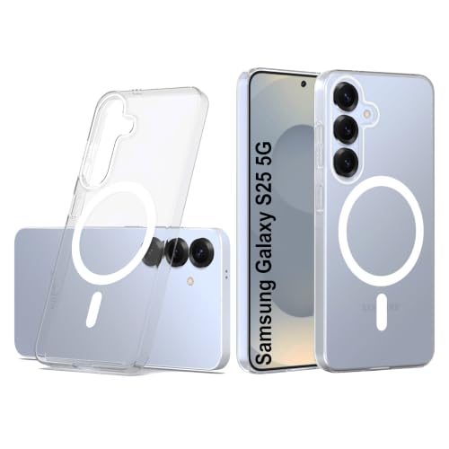 Image of Zapcase Back Case for Samsung Galaxy S25 5G | Slim Lifetime Anti-Yellow Crystal-Clear Cover with Elevated Camera Protection & MagSafe Compatibility | Premium German Polycarbonate | Shockproof | Clear