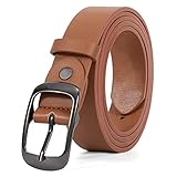 JASGOOD Women Black Leather Belt Plus Size Polished Buckle for Jeans Pants(E-Brown)