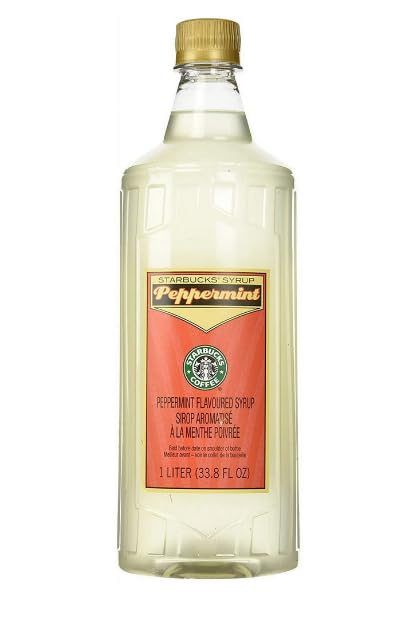Peppermint Syrup 1 Liter Bottle Bundle - Authentic Syrup, Premium Taste - Perfect for Starbucks Coffee, Lattes, and Desserts with KK&A Collection Gold Pump