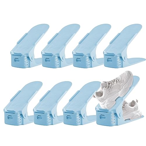 Shoe Slot Organiser Adjustable Double Layer Space Saving Shoe Rack Storage Holder Non-Slip Shoes Organiser Shoe Holder Saves Space Shoe Cabinets Stacked for All Shoe Styles Storage Closet Organizer